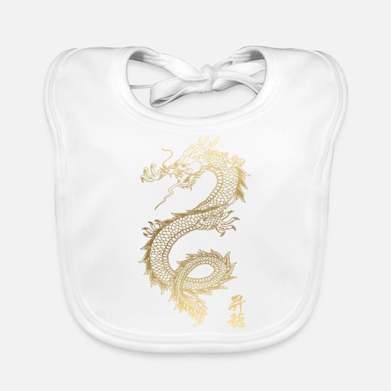 Cool Chinese Gold Dragon Organic Baby Bibs