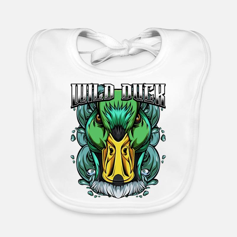 Canard sauvage moderne | Idée de cadeau animal oiseau à la mode - Bavoir bio Bébé - blanc