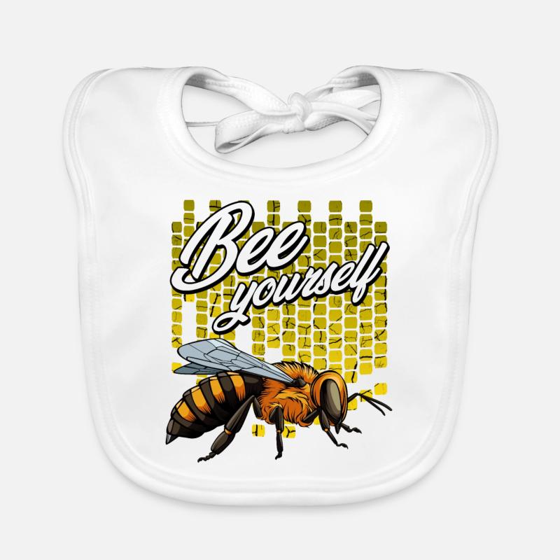 Bee Yourself abeille jeu de mots jeu insecte - Bavoir bio Bébé - blanc