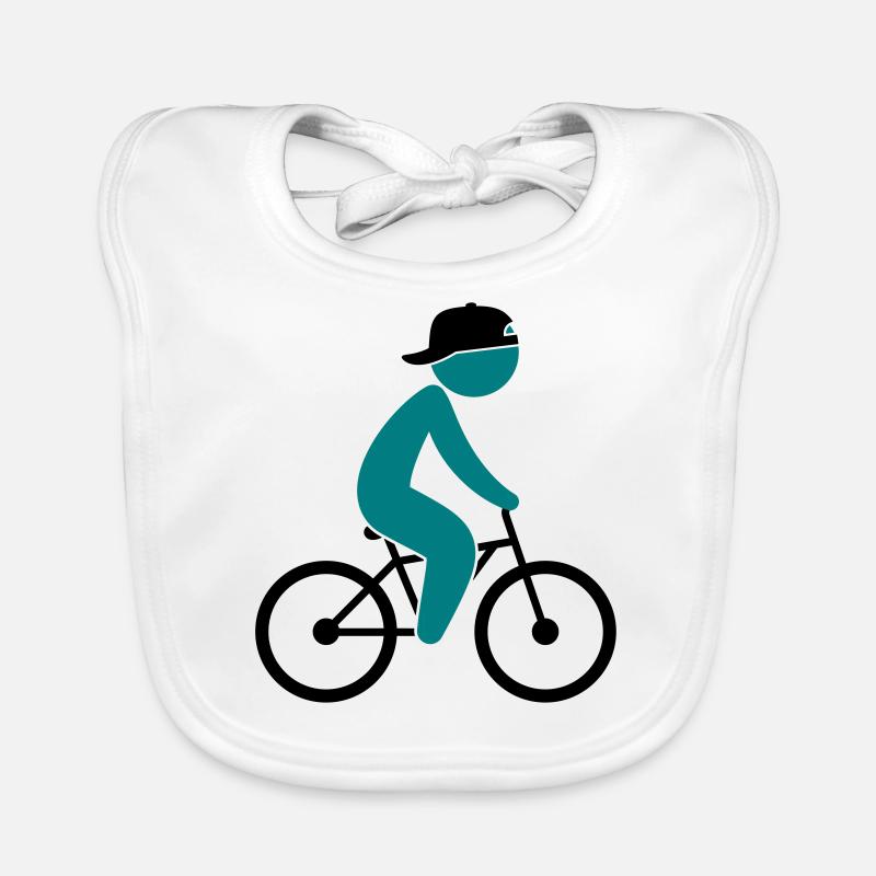 A cyclist rides on his bicycle Organic Baby Bibs