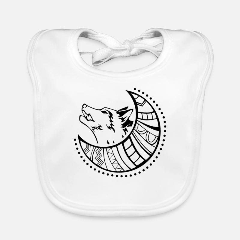loup - Bavoir bio Bébé - blanc