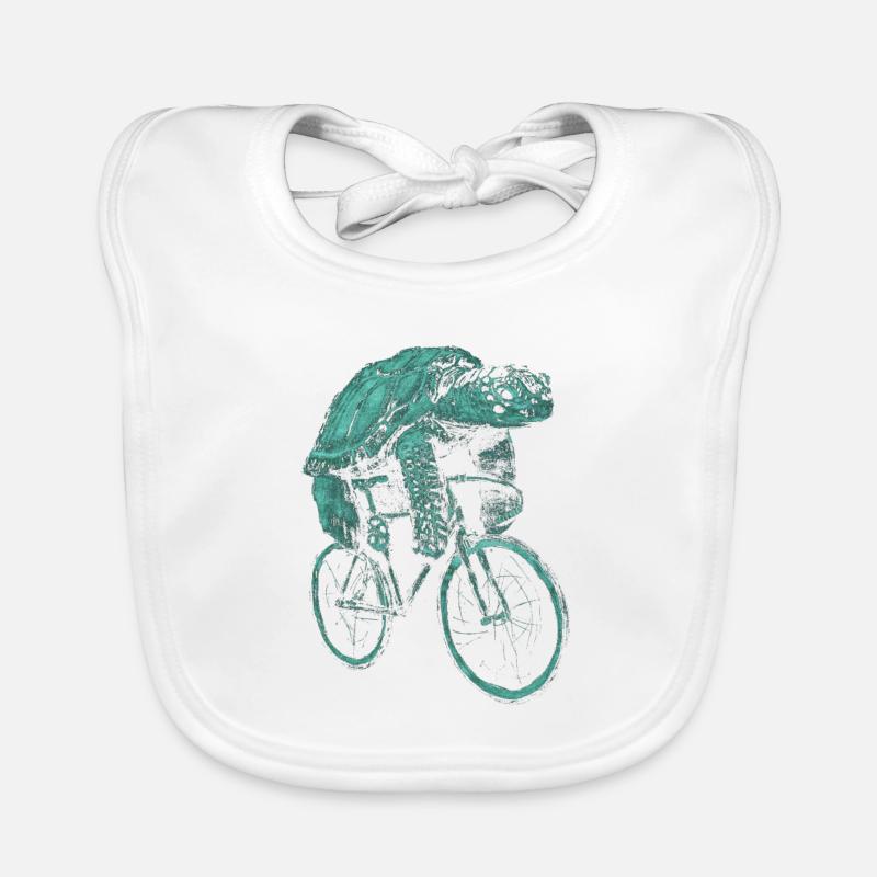 Turtle bicycle cyclist wheel Organic Baby Bibs