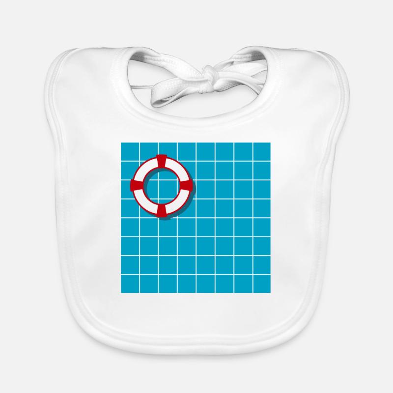 Swimming pool - Organic Baby Bibs - white