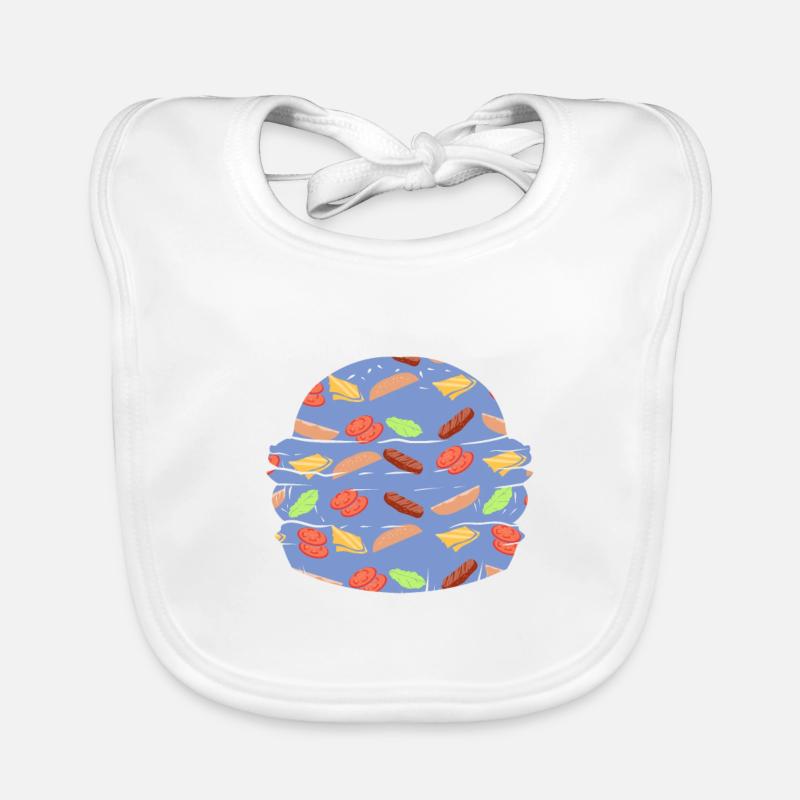 "BURGER" ~ pattern fast food hamburger Organic Baby Bibs