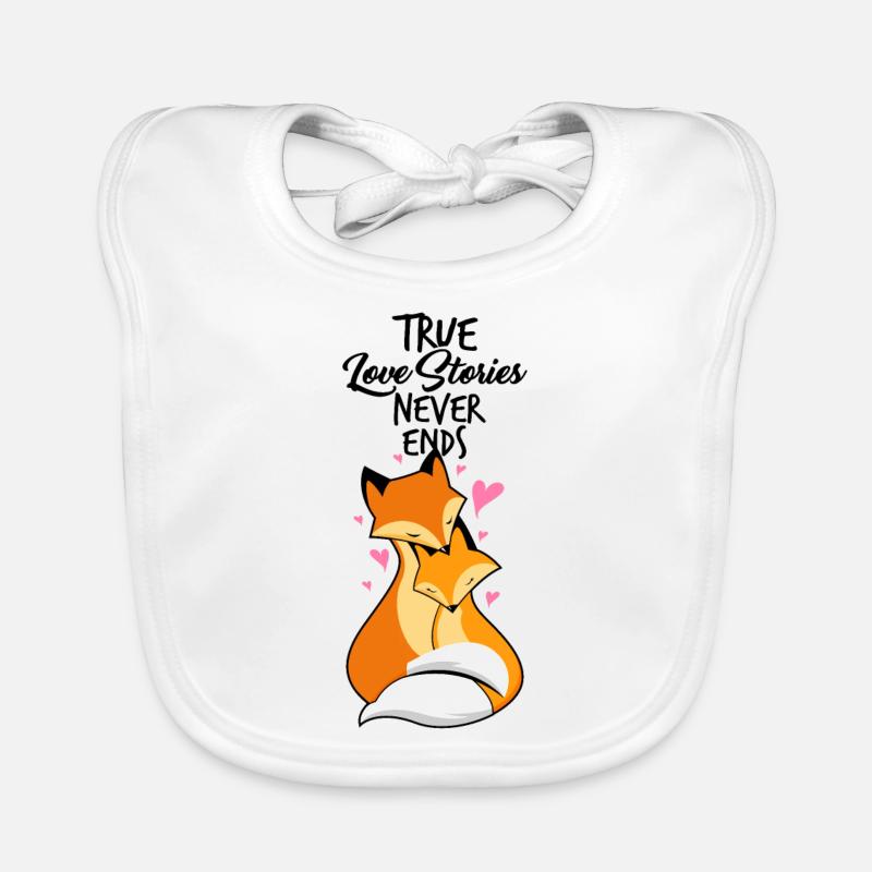 Lovers - foxes in love - Organic Baby Bibs - white
