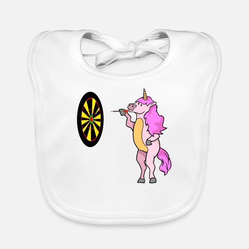 Fléchettes Licorne - Bavoir bio Bébé - blanc