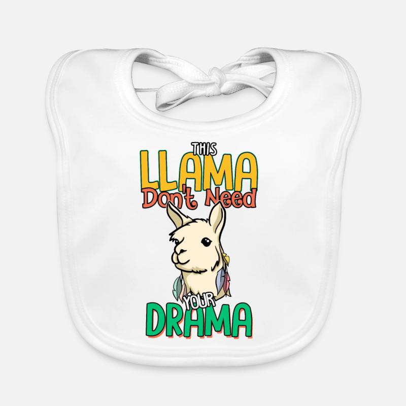 Lama n’a pas le temps pour ton drame - Lama Sort - Bavoir bio Bébé - blanc