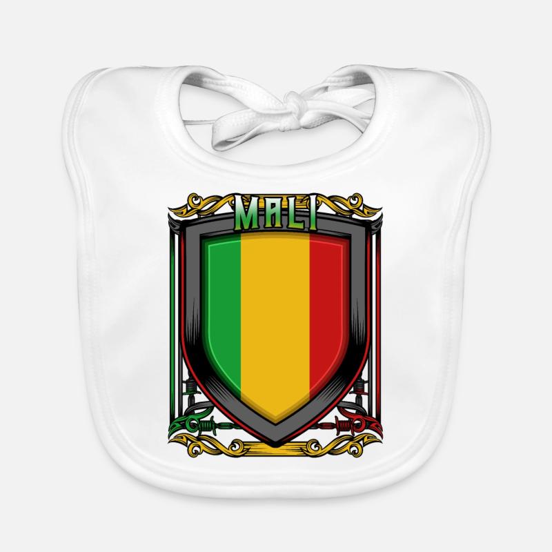 Blason malien République du Mali: idée cadeau Malier - Bavoir bio Bébé - blanc