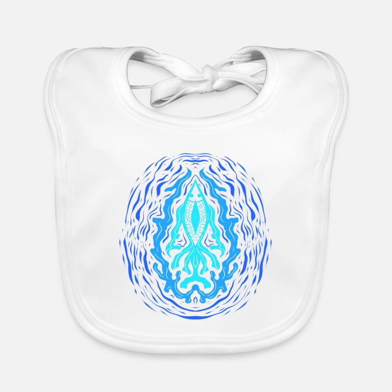 « AQUA » ~ Modèle de poisson psychédélique Bavoir bio Bébé