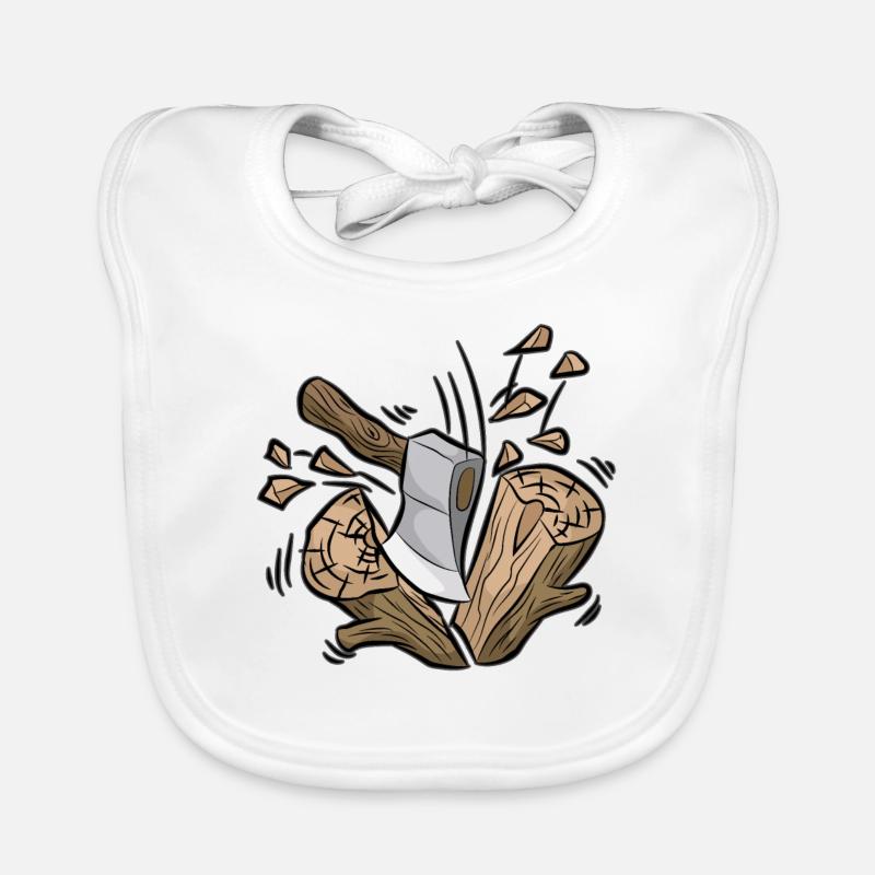 Bûcheron hache et bois forestier forestier forêt - Bavoir bio Bébé - blanc