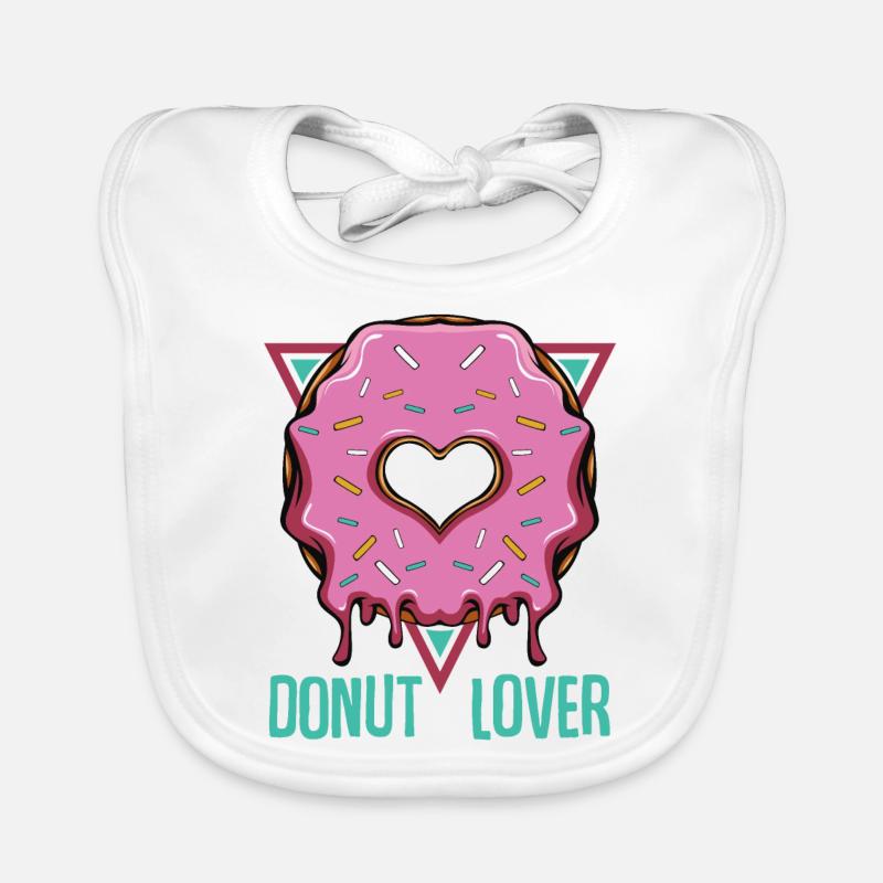 Donut Lover | Candy Zuckerguss Backwaren Geschenk - Baby Bio-Lätzchen - Weiß