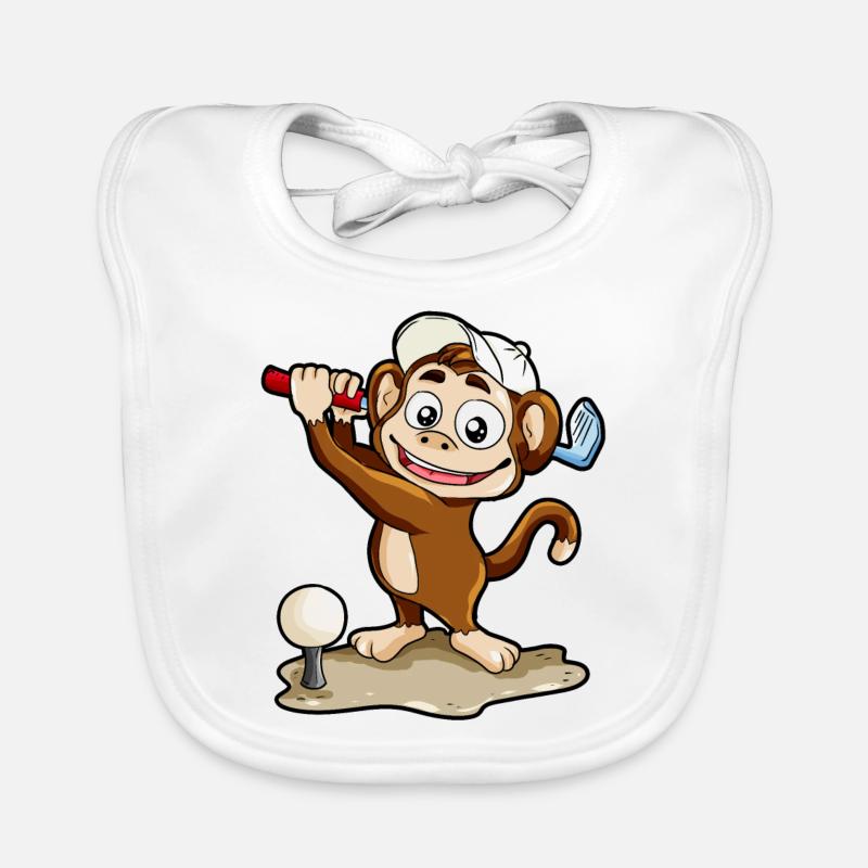 Jeu de golf singe Golfer Minigolf Bande dessinée Bavoir bio Bébé