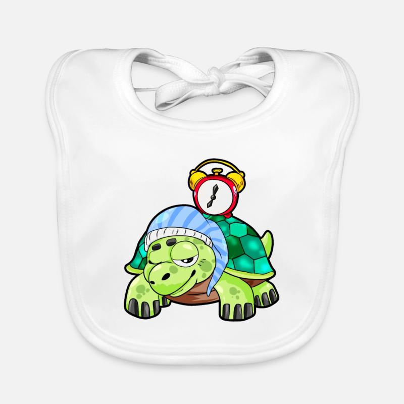 schlafend Schildkröte Langschläfer Wecker Geschenk Baby Bio-Lätzchen