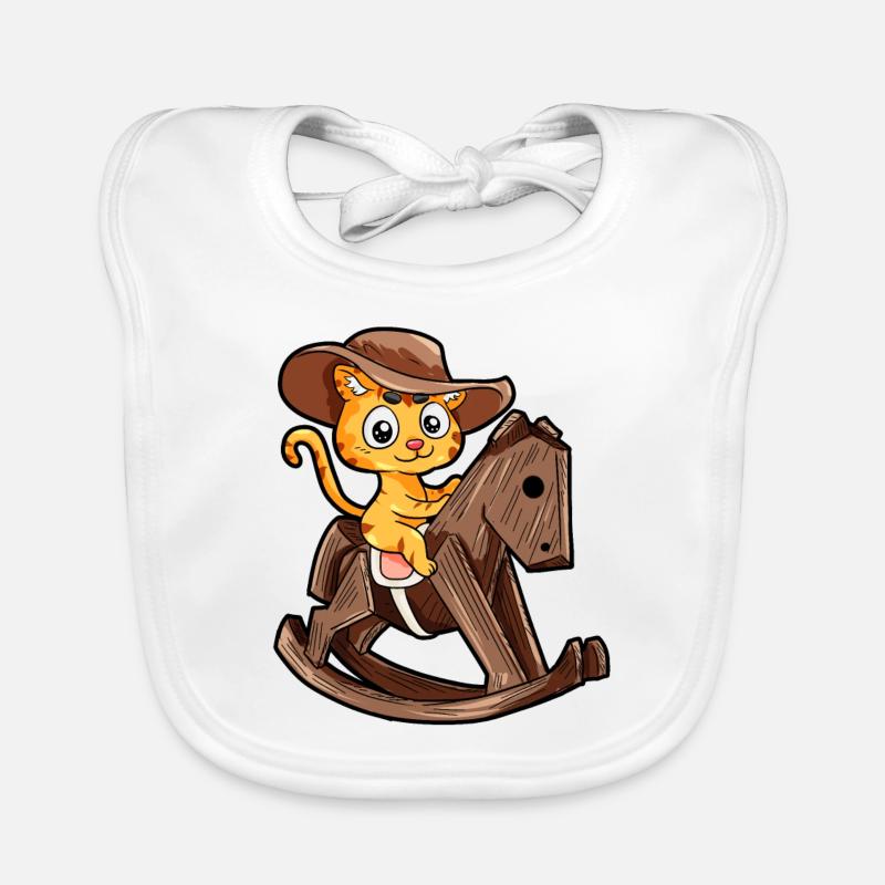Bois cheval cheval à bascule chat chat cadeau Bavoir bio Bébé