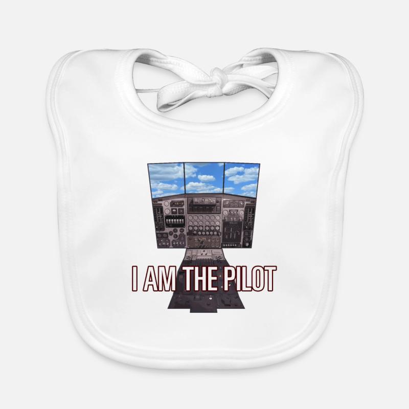 I AM THE PILOT, 3D Game, Cockpit Himmel - Geschenk Baby Bio-Lätzchen