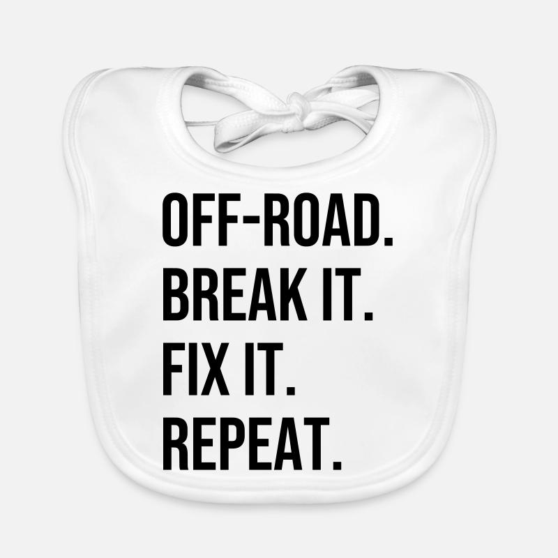Off-road. Break it. Fix it. Repeat off-road terrain Organic Baby Bibs