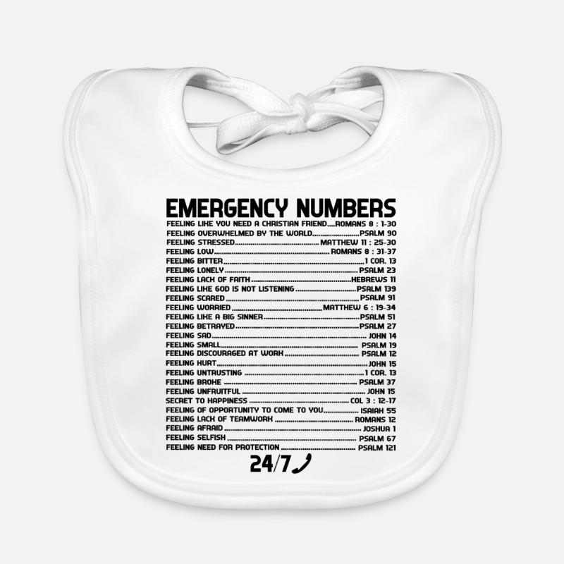 Appel d’urgence & La foi chrétienne - Bavoir bio Bébé - blanc