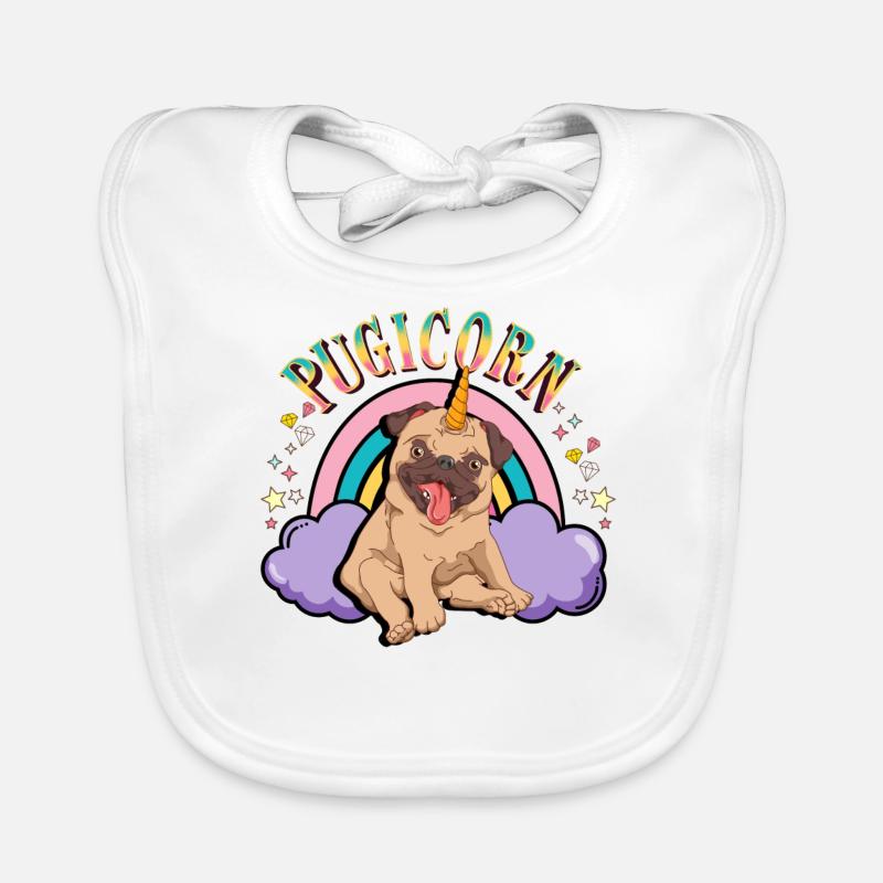 Niedlicher Pugicorn-Entwurf Mops-Einhorn-Geschenkidee Baby Bio-Lätzchen