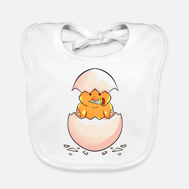 Poussin avec un bouquet - Bavoir bio Bébé - blanc