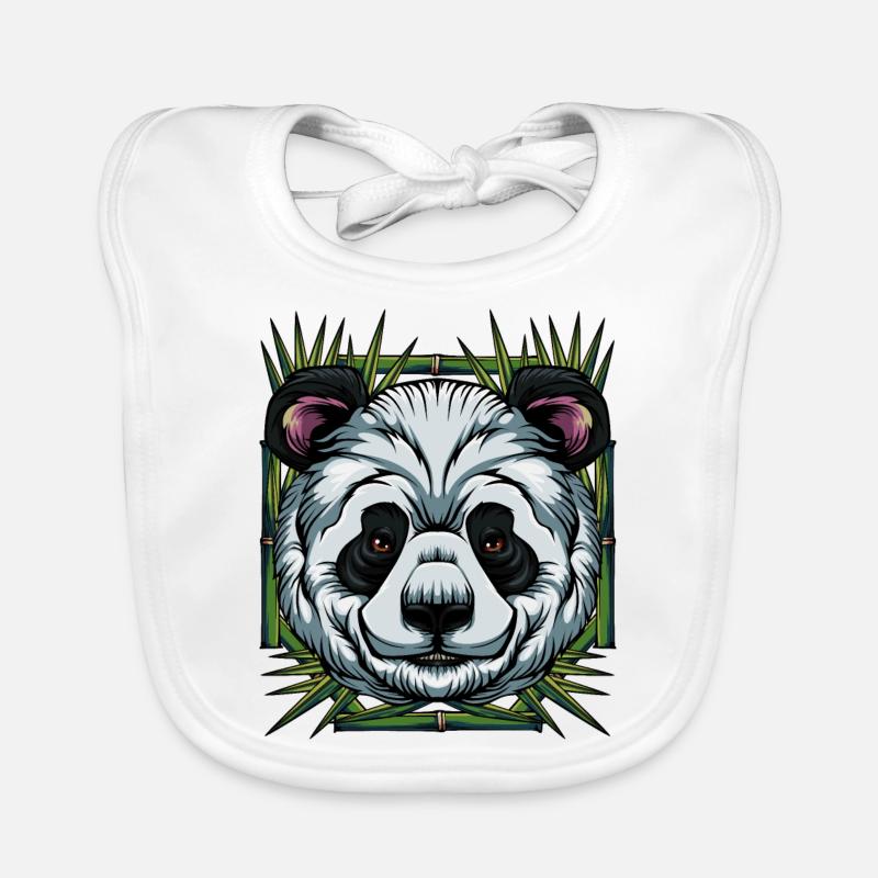 panda - Bavoir bio Bébé - blanc
