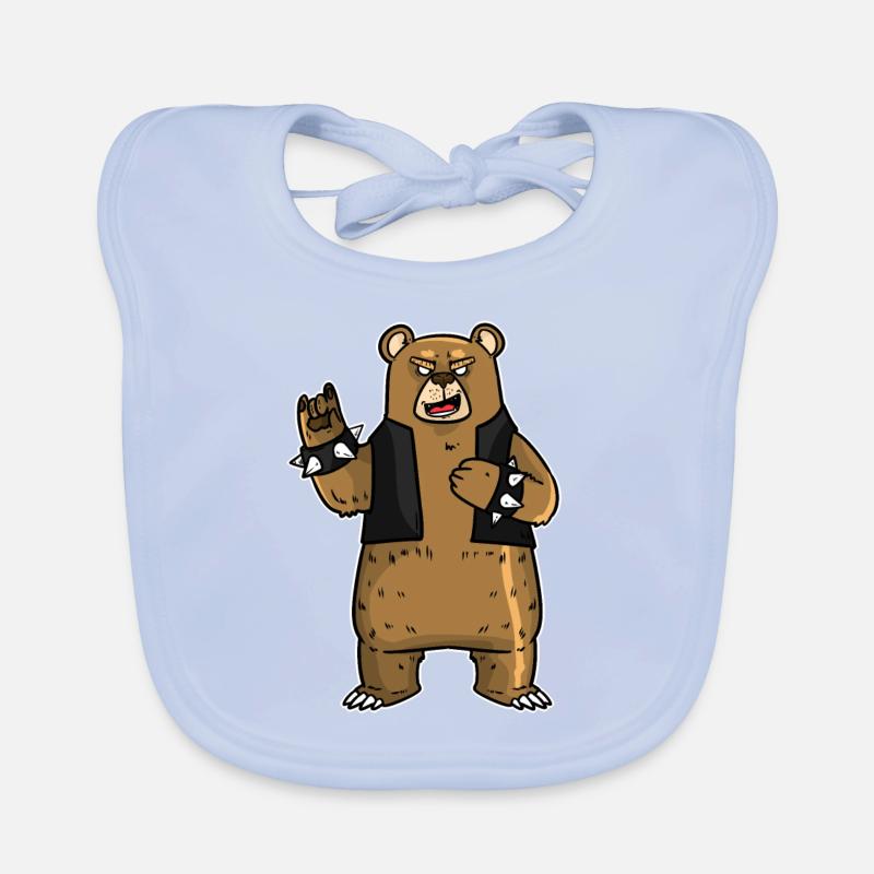 ROCKBEAR - rockender Bär mit Lederweste Baby Bio-Lätzchen