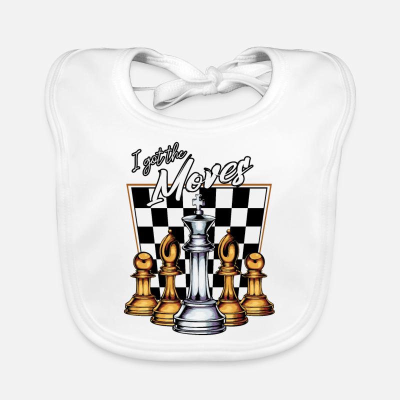 Chess Funny Sayings Cool word game gift idea Organic Baby Bibs