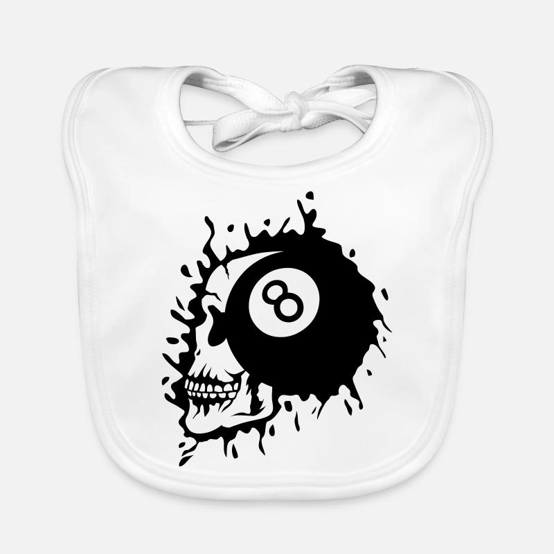 Billard Totenkopf Profil Kugel 8 Baby Bio-Lätzchen