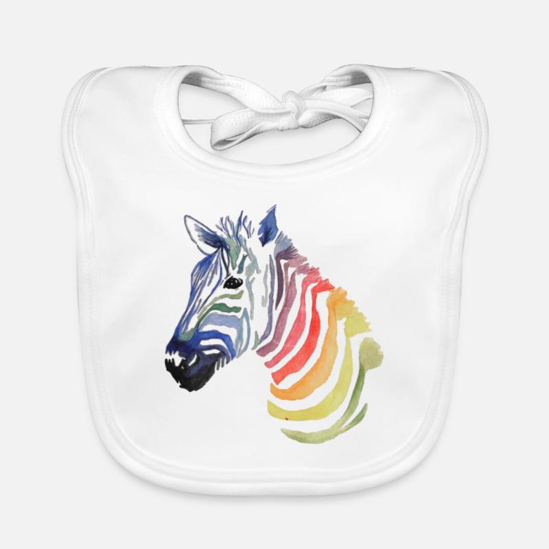Buntes Zebra - Baby Bio-Lätzchen - Weiß