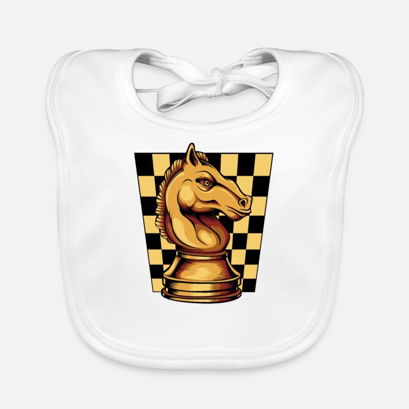 Pièce d'échecs Springer Chessboard - Bavoir bio Bébé - blanc