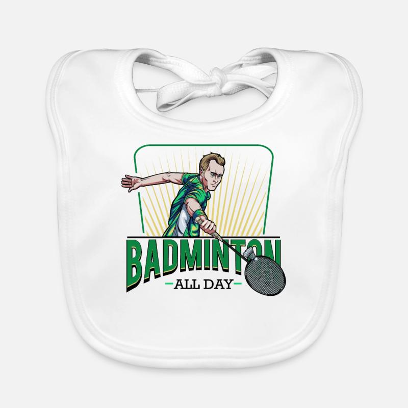 Badminton All Day Cool Statement Spruch Geschenk Baby Bio-Lätzchen