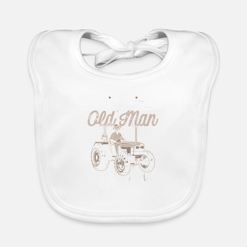 Never underestimate an old man with a tractor Organic Baby Bibs