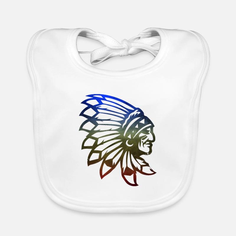 Indian Warrior Indian with feathers chieftain Organic Baby Bibs