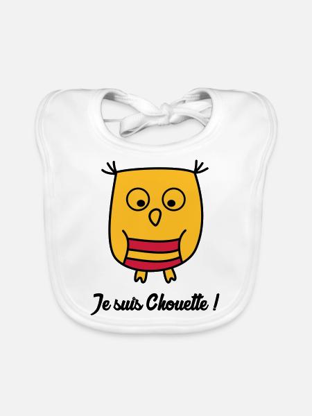 Hibou Chouette Baby Bébé Birth Enfant Sympa [S] - Organic Baby Bibs - white - Front