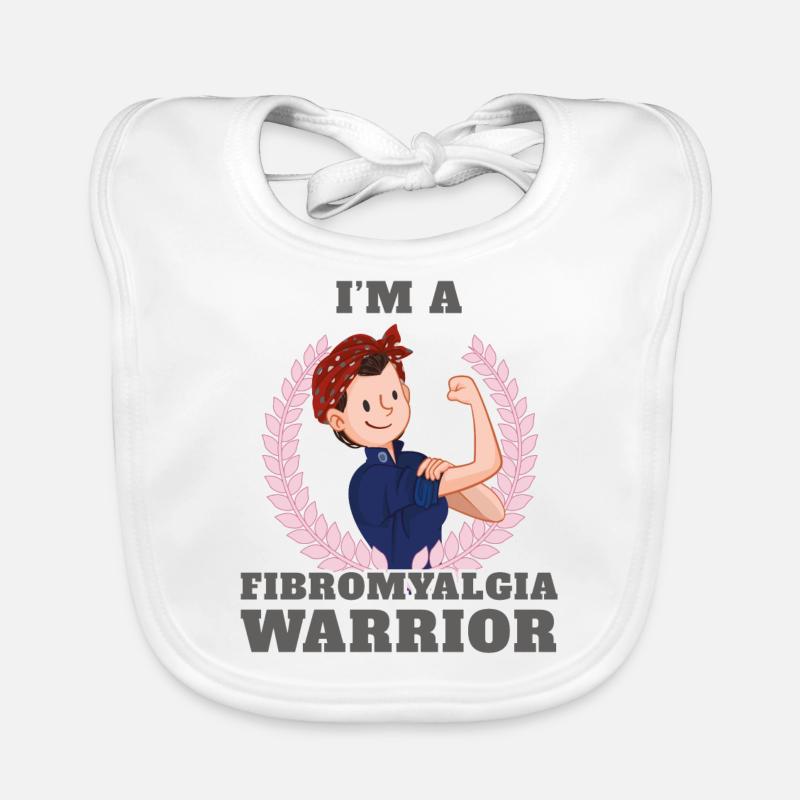 Ich bin ein Fibromyalgie-Krieger FM Bewusstseins-Geschenk-Geschenk - Baby Bio-Lätzchen - Weiß