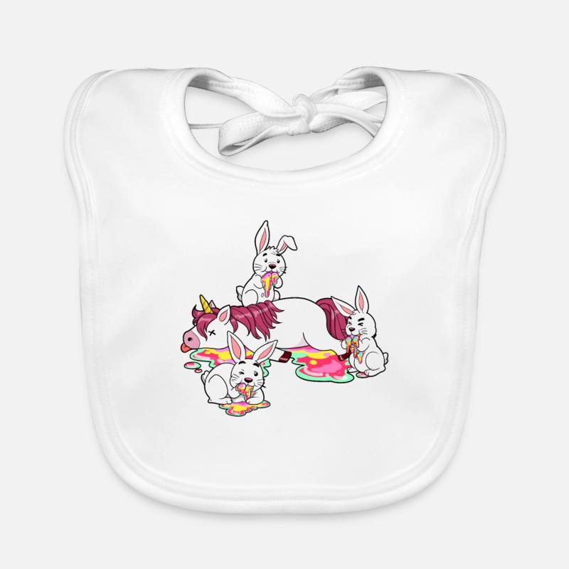 Brunch de lapin de lapin coloré licorne - Bavoir bio Bébé - blanc