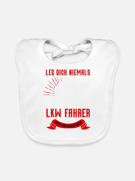 Leg dich niemals mit einem LKW Fahrer an - Baby Bio-Lätzchen - Weiß - Vorne