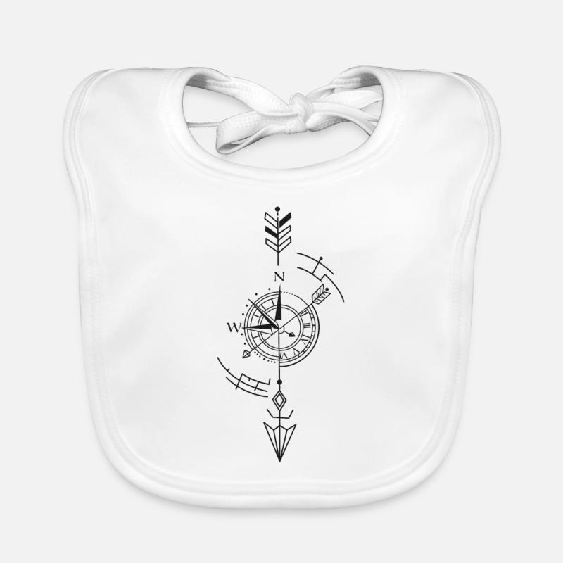 Compass, clock, navigation, arrow, time Organic Baby Bibs
