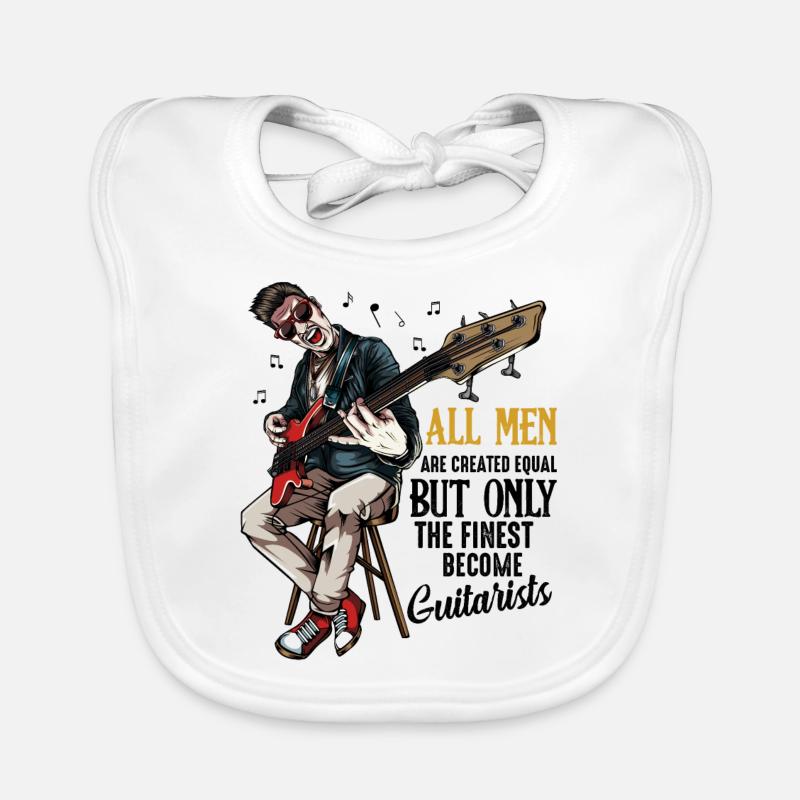 guitare - Bavoir bio Bébé - blanc