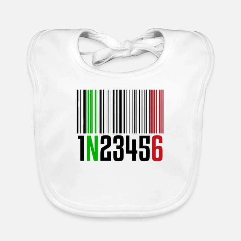 1N23456 | Code à barres, moto, sport automobile - Bavoir bio Bébé - blanc