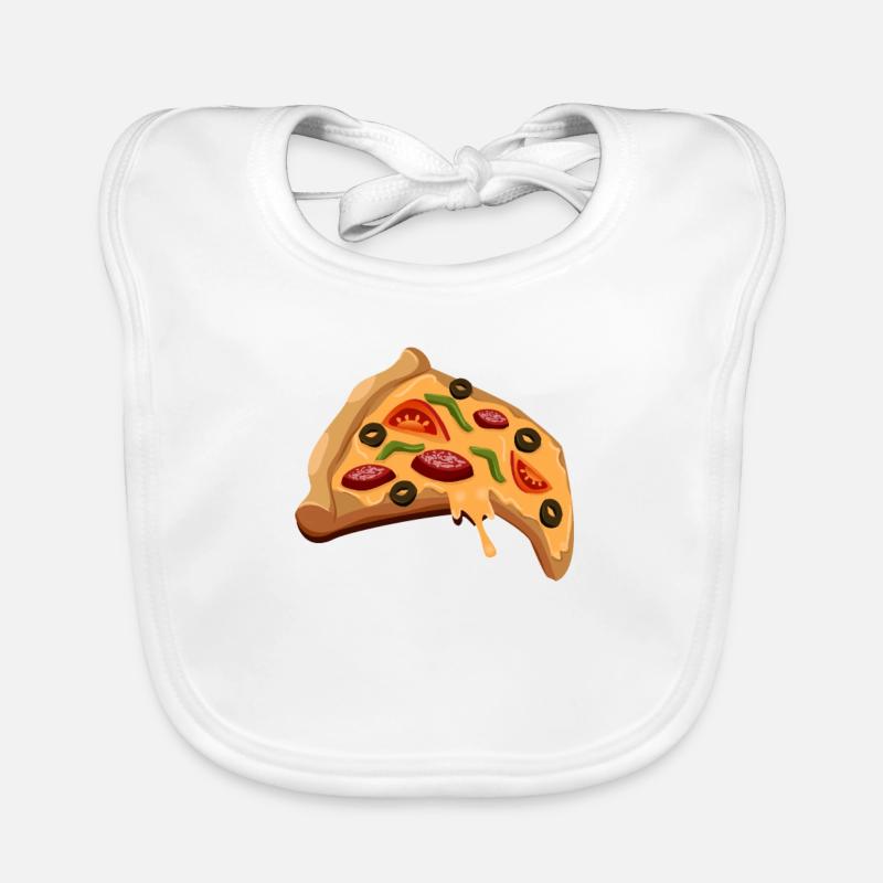 Pizza morceau de pizzeria - Bavoir bio Bébé - blanc