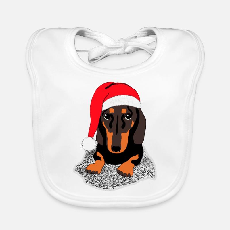 Weihnachts Dackel Baby Bio-Lätzchen