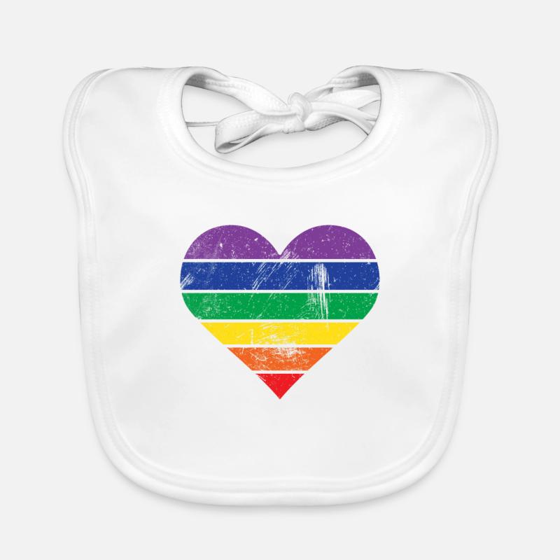 Arc en ciel - Bavoir bio Bébé - blanc