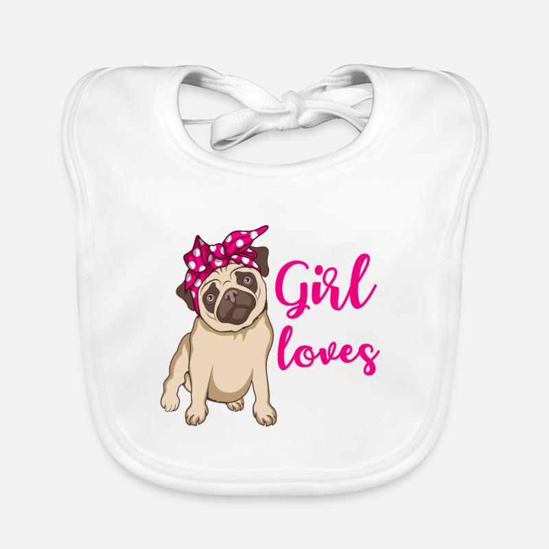 Pug Mops Mädchen Baby Bio-Lätzchen