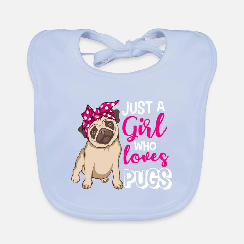 Pug Mops Mädchen Baby Bio-Lätzchen