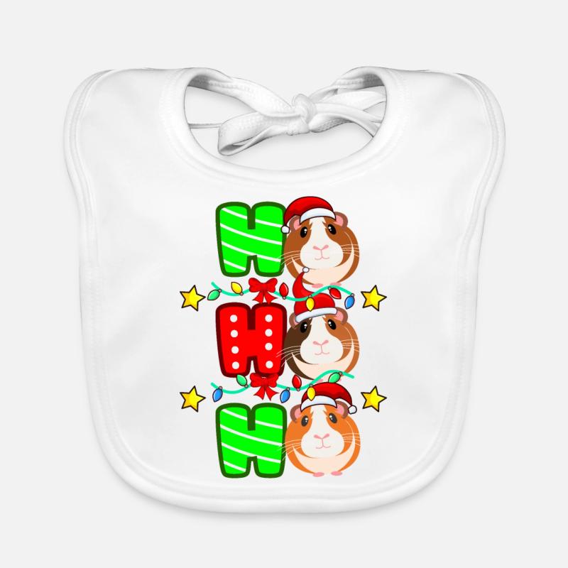 Cadeau de noel cochon d'Inde - Bavoir bio Bébé - blanc