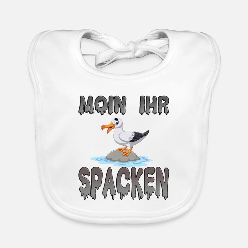 Moin Ihr Spacken - Möwe Geschenk - Baby Bio-Lätzchen - Weiß
