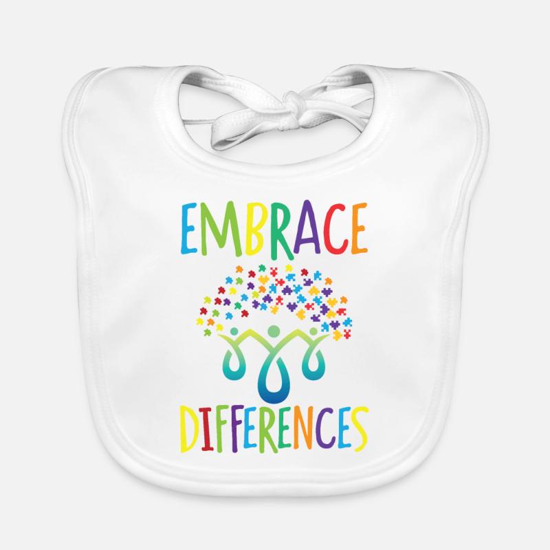 Embrace differences Autisme Handicap Compréhension Bavoir bio Bébé
