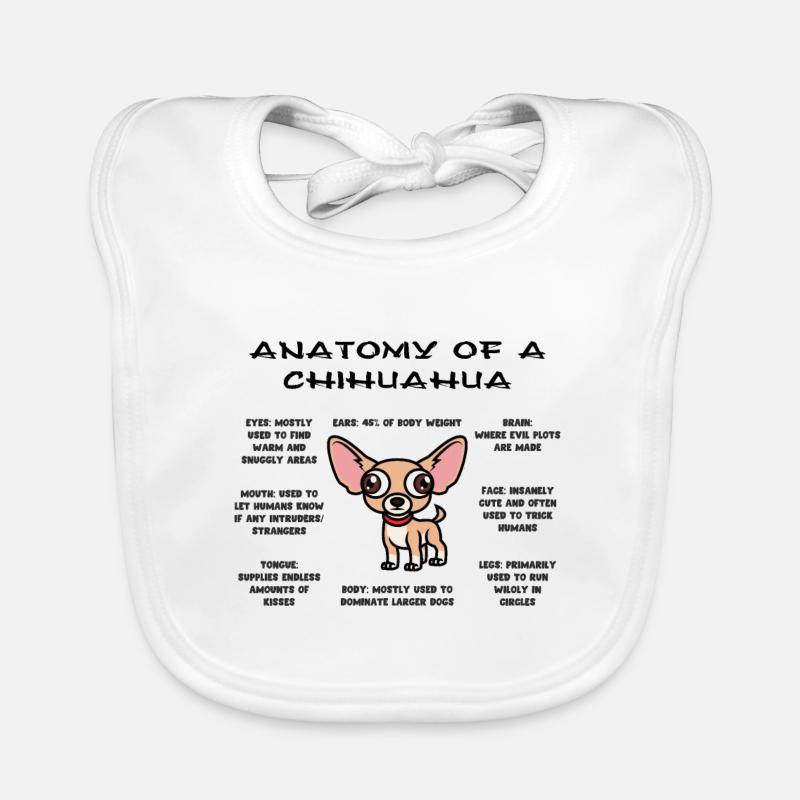 Anatomie du Chihuahua - Bavoir bio Bébé - blanc