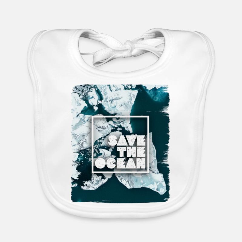 SAVE THE OCEAN - Bavoir bio Bébé - blanc