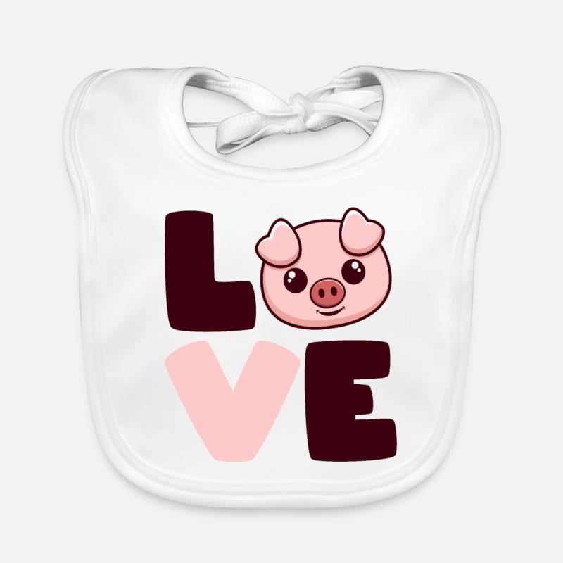Les cochons aiment - Bavoir bio Bébé - blanc